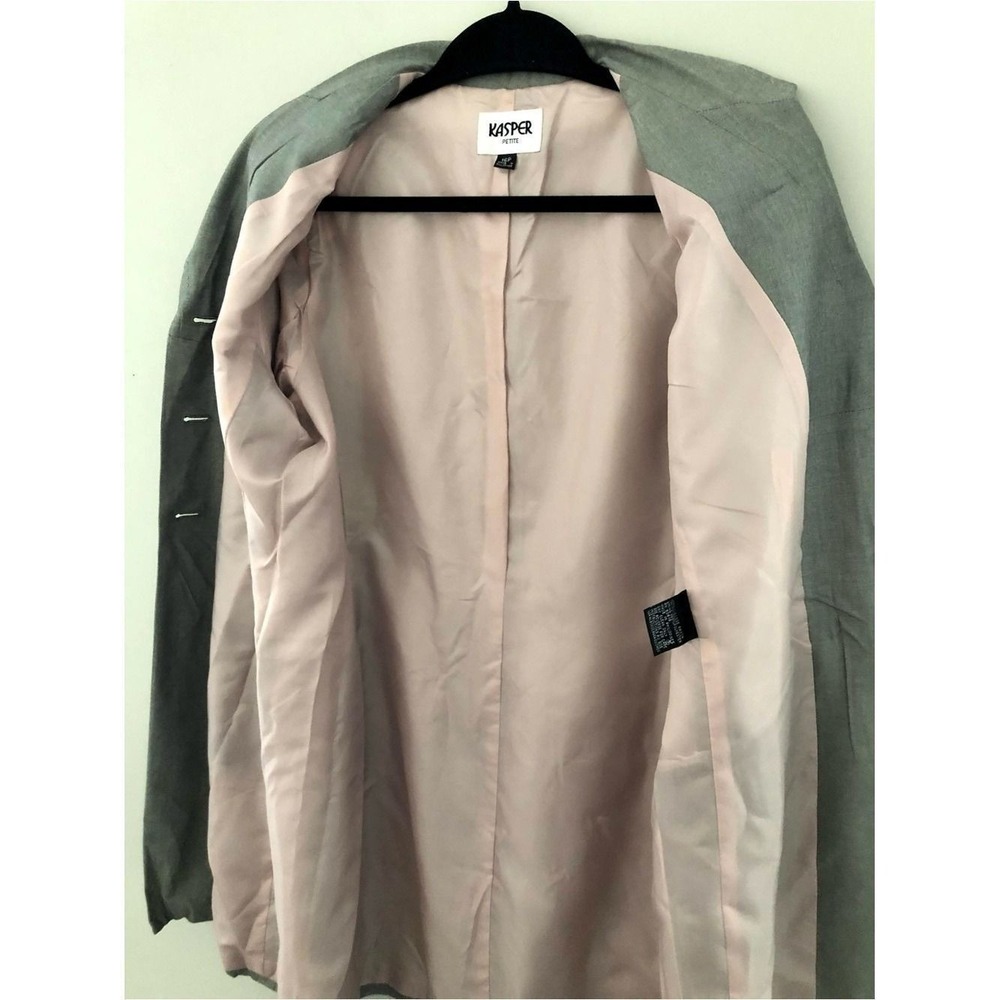Kasper Petite Gray Longline Career Blazer Jacket Women's Size 16P Office Chic - Picture 7 of 11